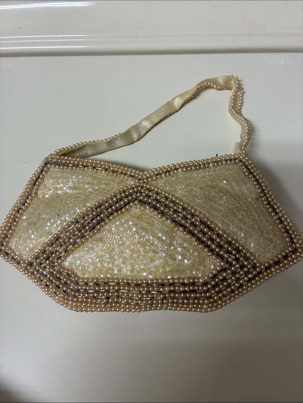 Ivory Beaded Evening Clutch